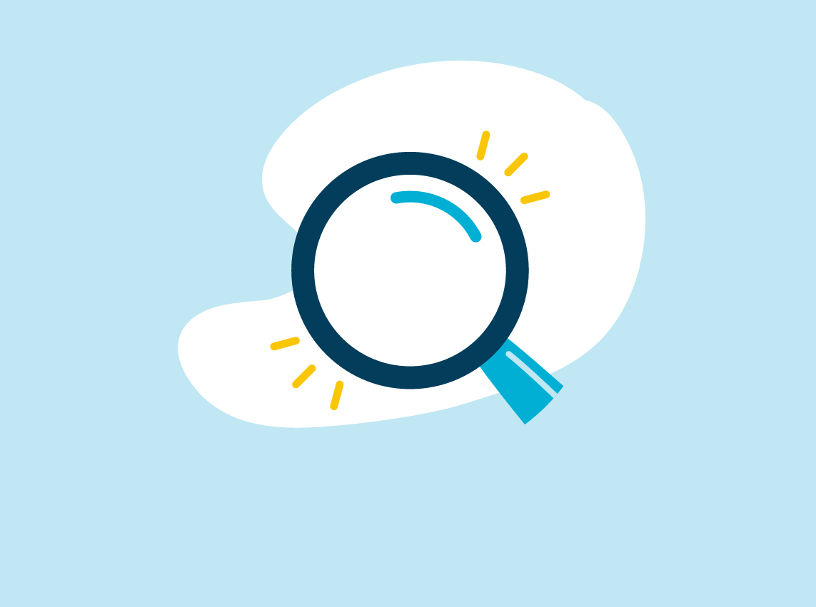 Capital One blue illustration of a magnified glass