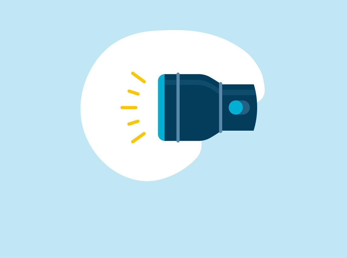 Capital One blue illustration of a flashlight