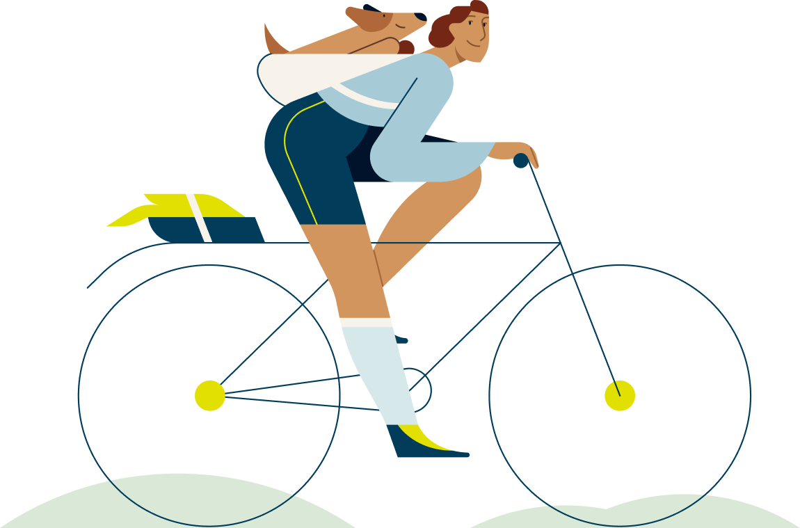 Capital One associate riding a bike illustration